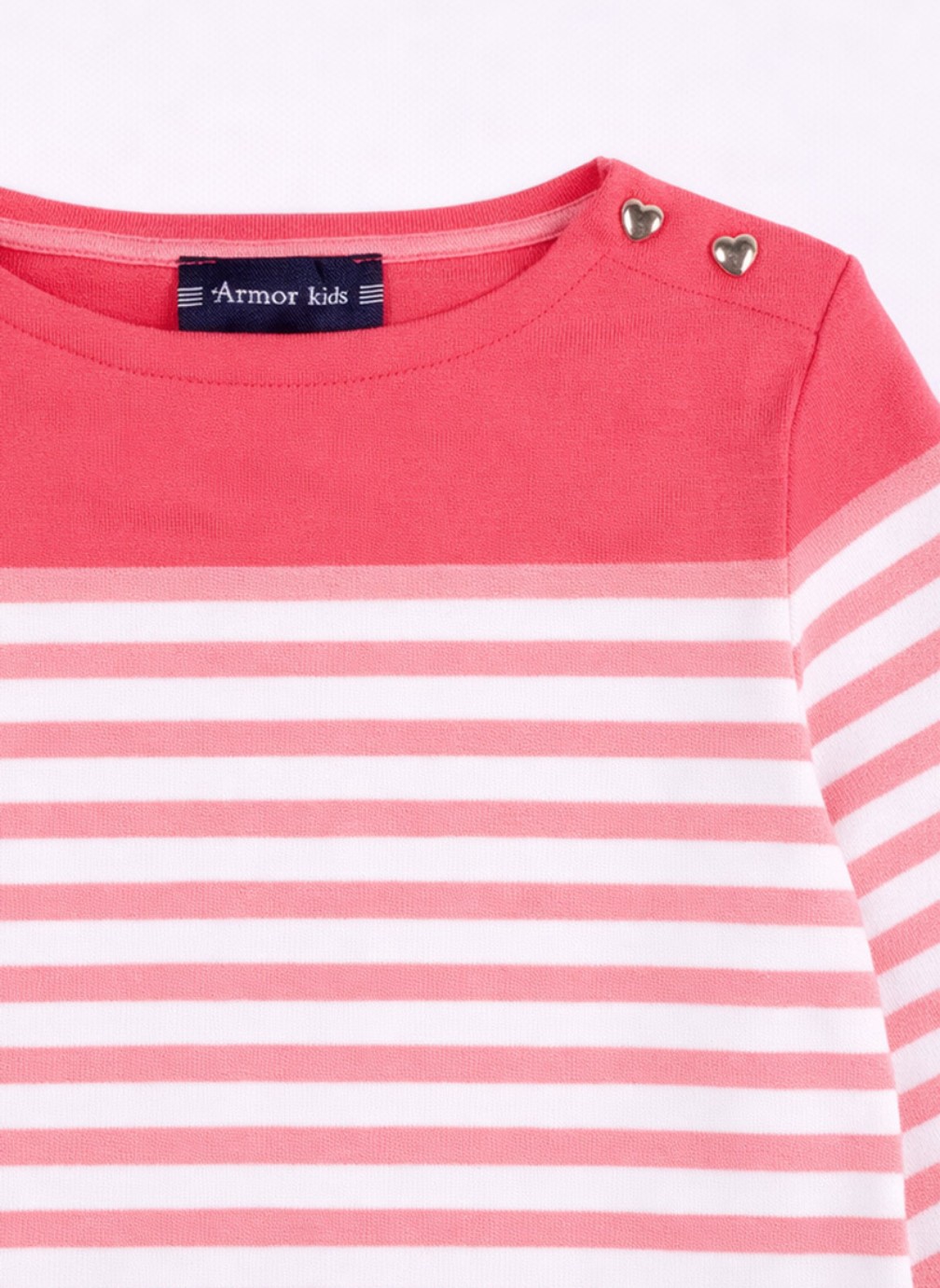 Tee-shirts Marinière Kids blanc/ dahlia/ rouge red fille rose Armor Lux Tee-shirts Marinière Kids blanc/ dahlia/ rouge red fille rose Rose