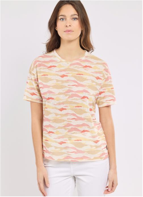 Bermudes Tee-shirts T-shirt Ceriane imprime pivoine femme beige