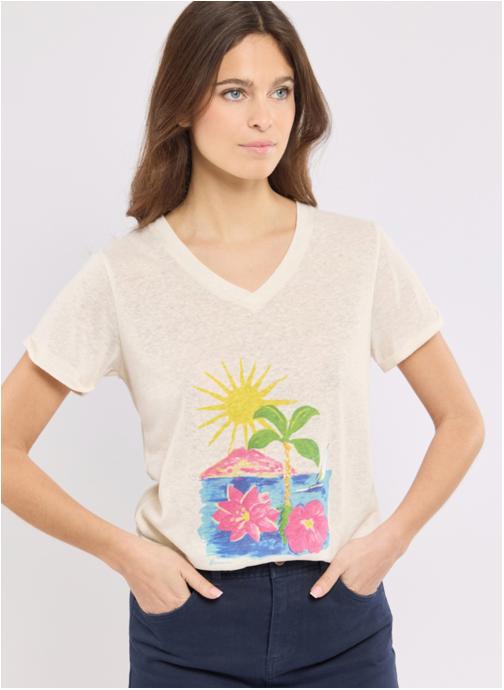Bermudes Tee-shirts T-shirt Cauvan milk femme blanc