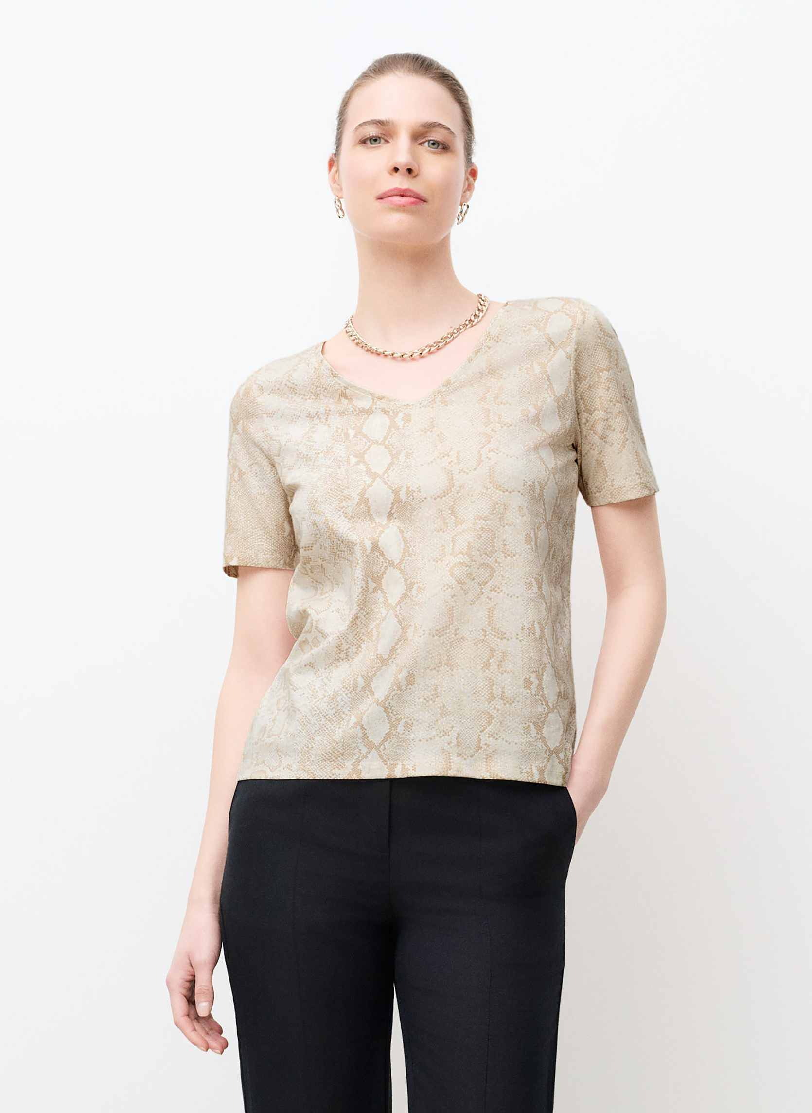 Tee-shirts 261T-THUGA-SNAKE femme beige Caroll Tee-shirts 261T-THUGA-SNAKE femme beige Beige