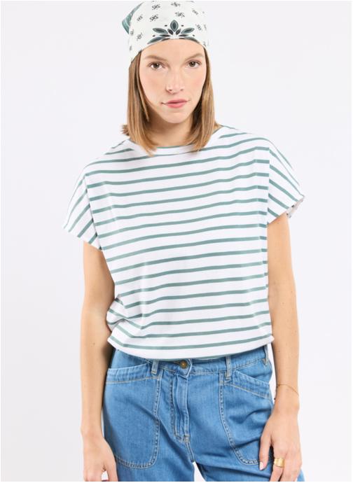 Armor Lux Tee-shirts T-shirt 74904 blanc/silver pine femme vert