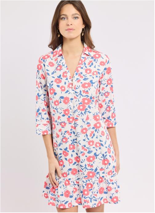 Armor Lux Robes Robe 39944 imprimé fleurs rouge r/fed femme multicolore