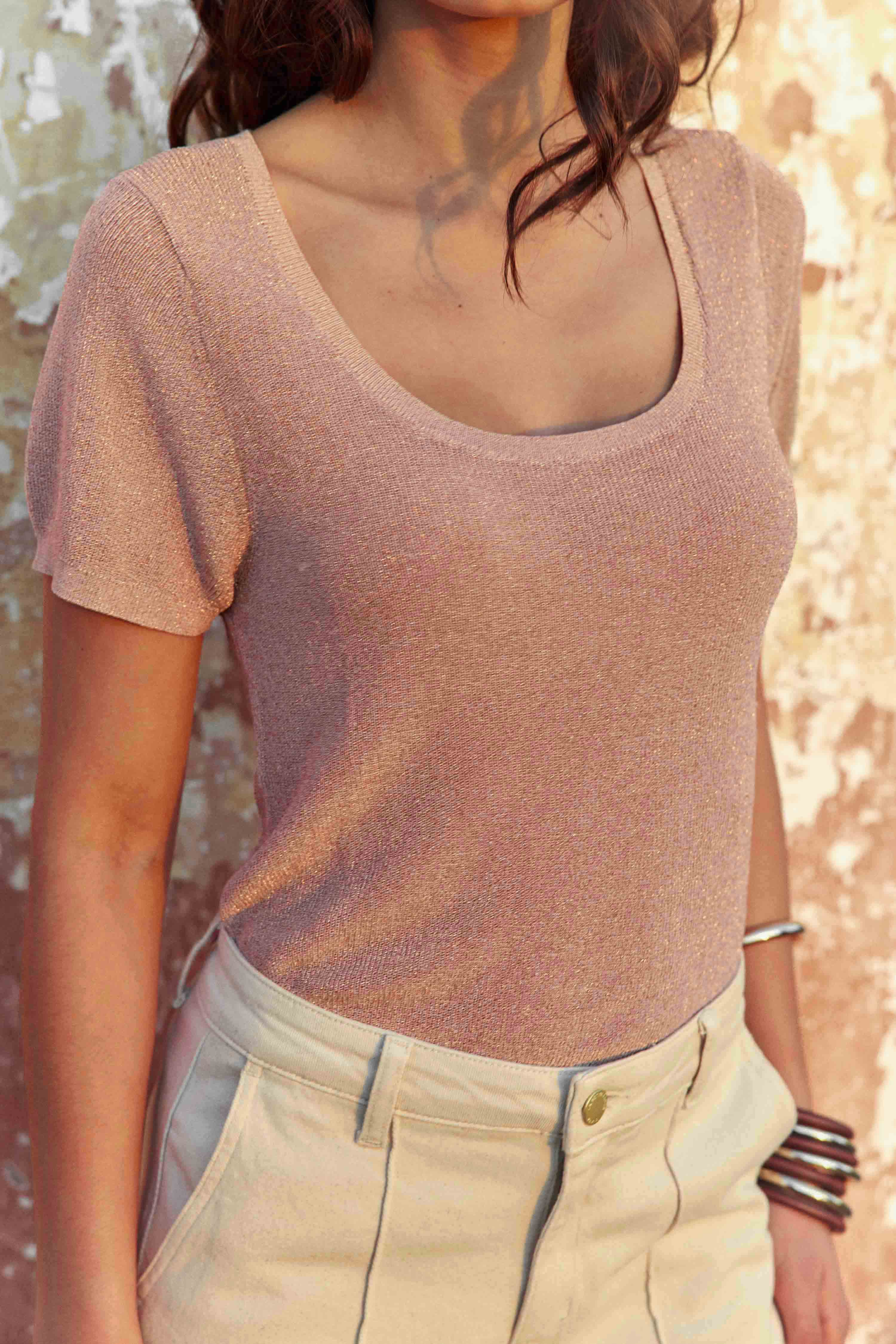 Tee-shirts T-shirt - MISHAN - 68-dore femme rose La Petite Etoile Tee-shirts T-shirt - MISHAN - 68-dore femme rose Vieux rose