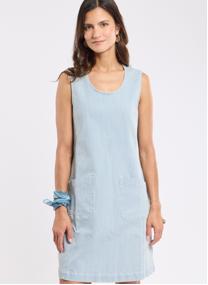 Robes Robe 76053 fines rayures denim/blanc femme bleu