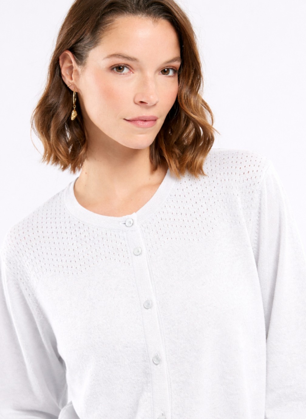 Gilets Cardigan T8143 milk femme blanc Terre & Mer Gilets Cardigan T8143 milk femme blanc Blanc mat