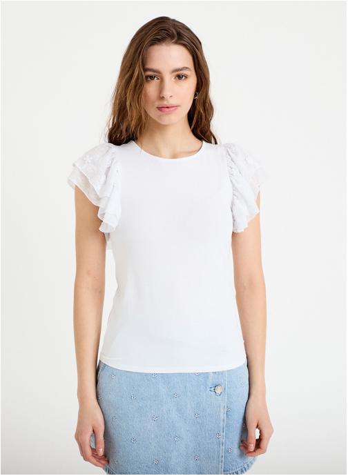 Cache Cache Tee-shirts KTEEFLO3D femme blanc
