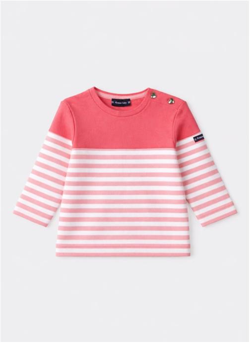 Armor Lux Tee-shirts Marinière K0751 blanc/ placid blue/ federa fille rose