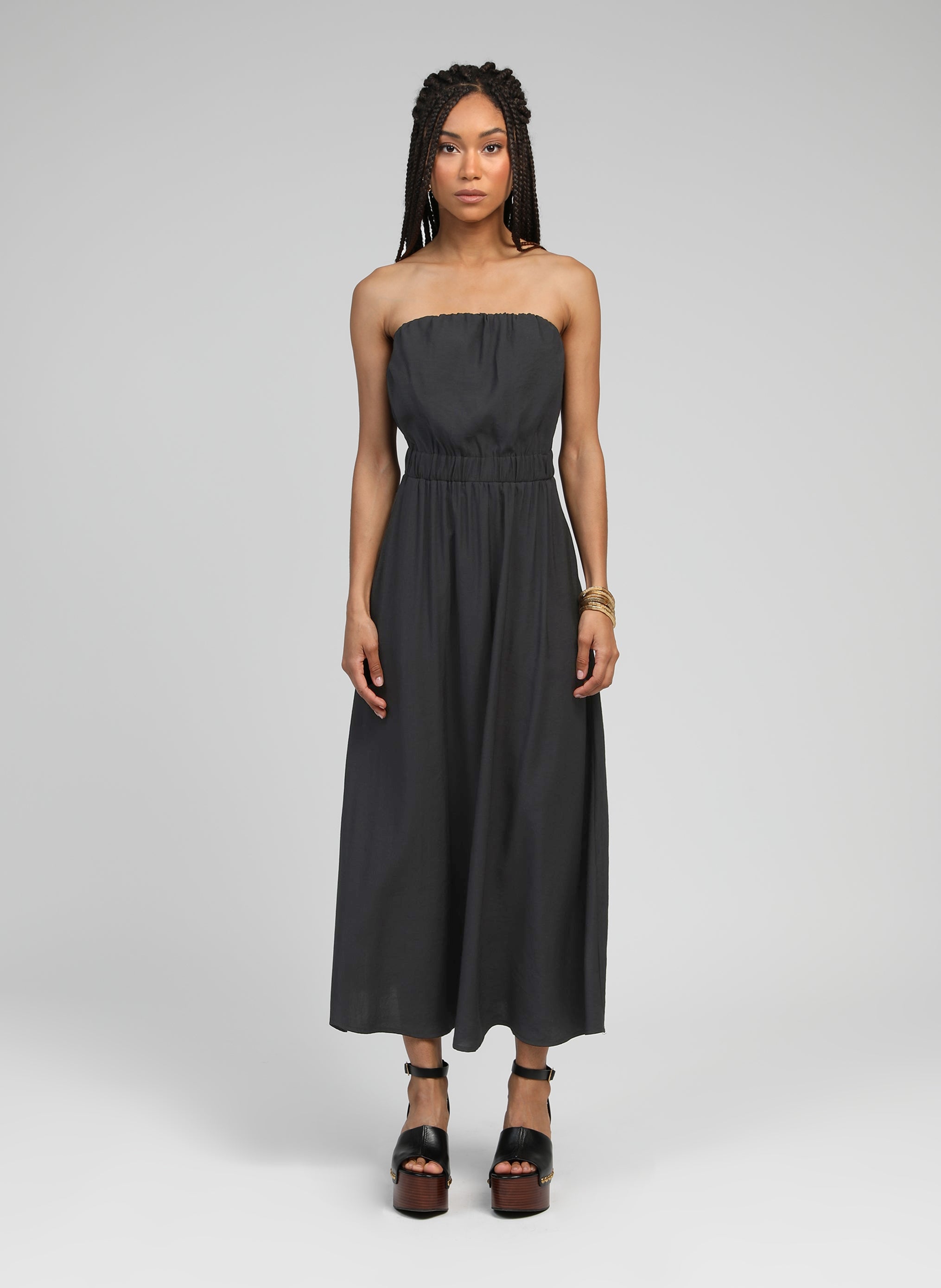 Robes ROBE LONGUE MILIKO carbone femme noir An'ge Robes ROBE LONGUE MILIKO carbone femme noir Noir