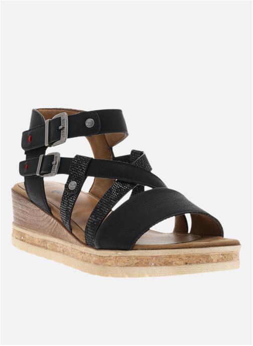 Mustang shoes Sandales Nu-pieds talon compensé femme - Noir femme noir