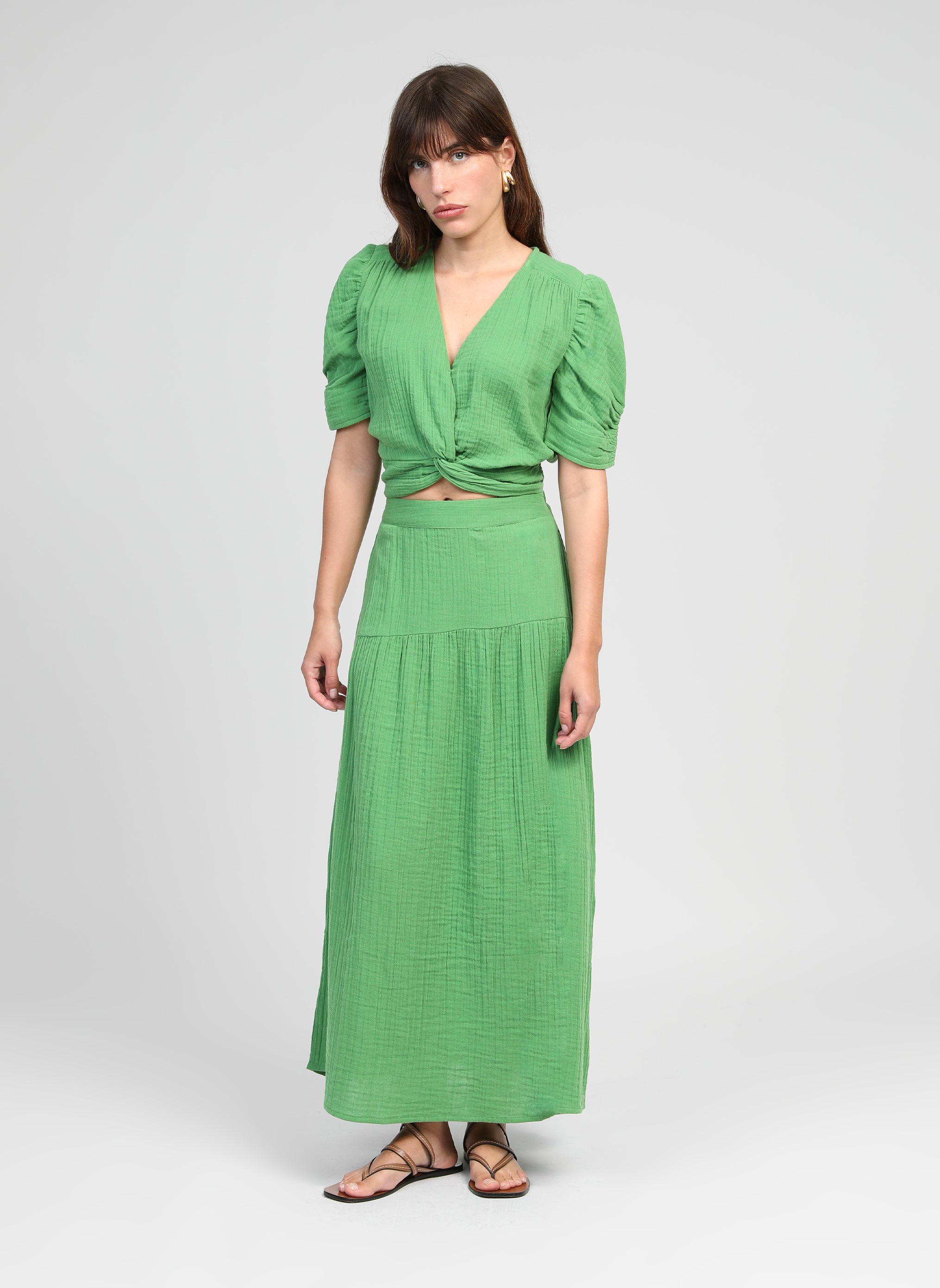 Jupes mi-longues JUPE MIDI RITHA vert femme vert An'ge Jupes mi-longues JUPE MIDI RITHA vert femme vert Vert