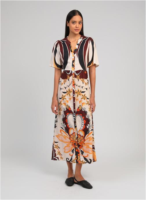 An'ge Robes ROBE LONGUE OBEMIA clever ecru femme multicolore