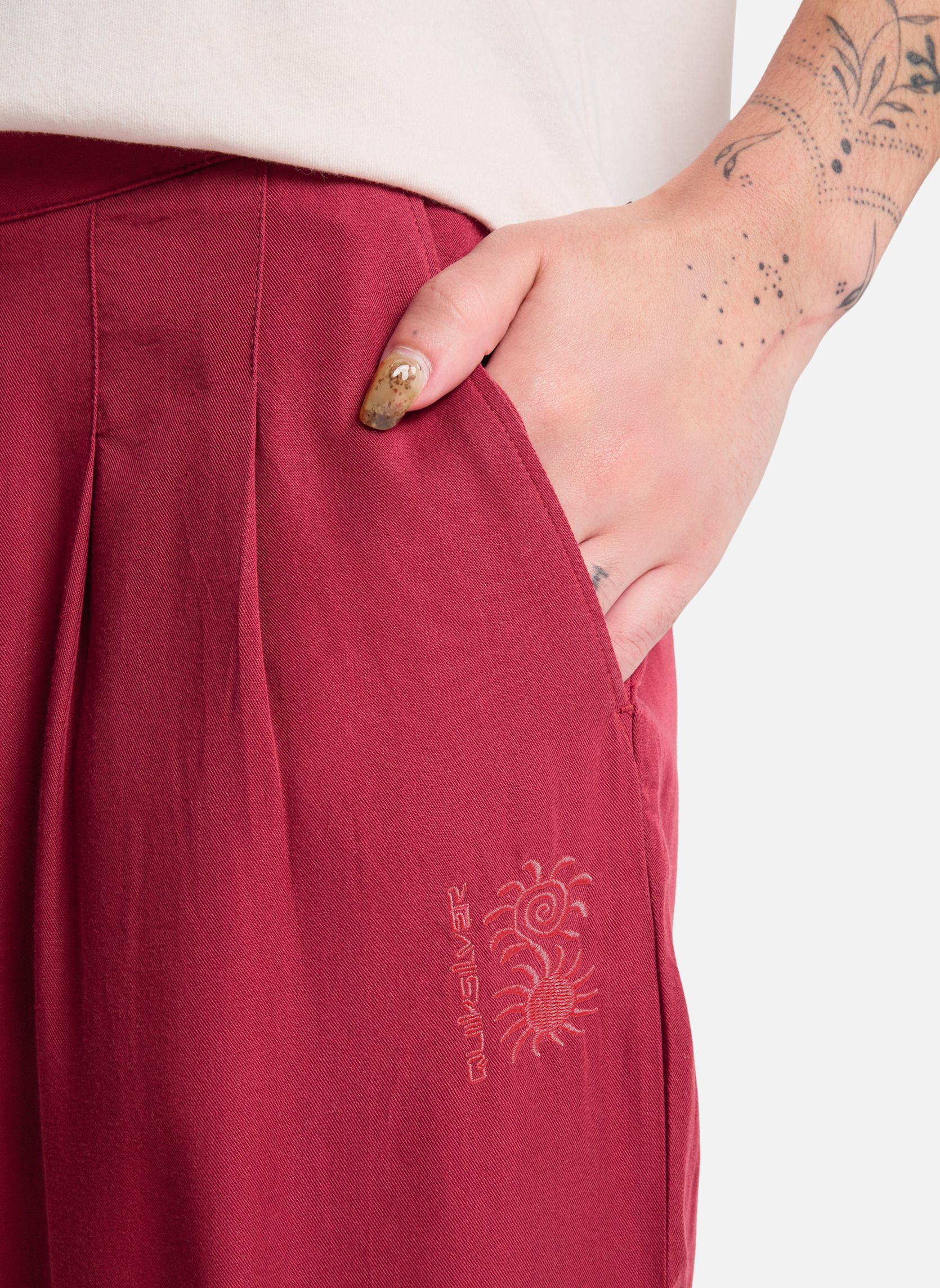 Pantalons droit Vista femme rouge Quiksilver Pantalons droit Vista femme rouge Rouge
