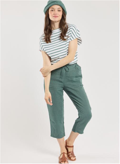 Armor Lux Pantalons droit Corsaire 74901 silver pine femme vert