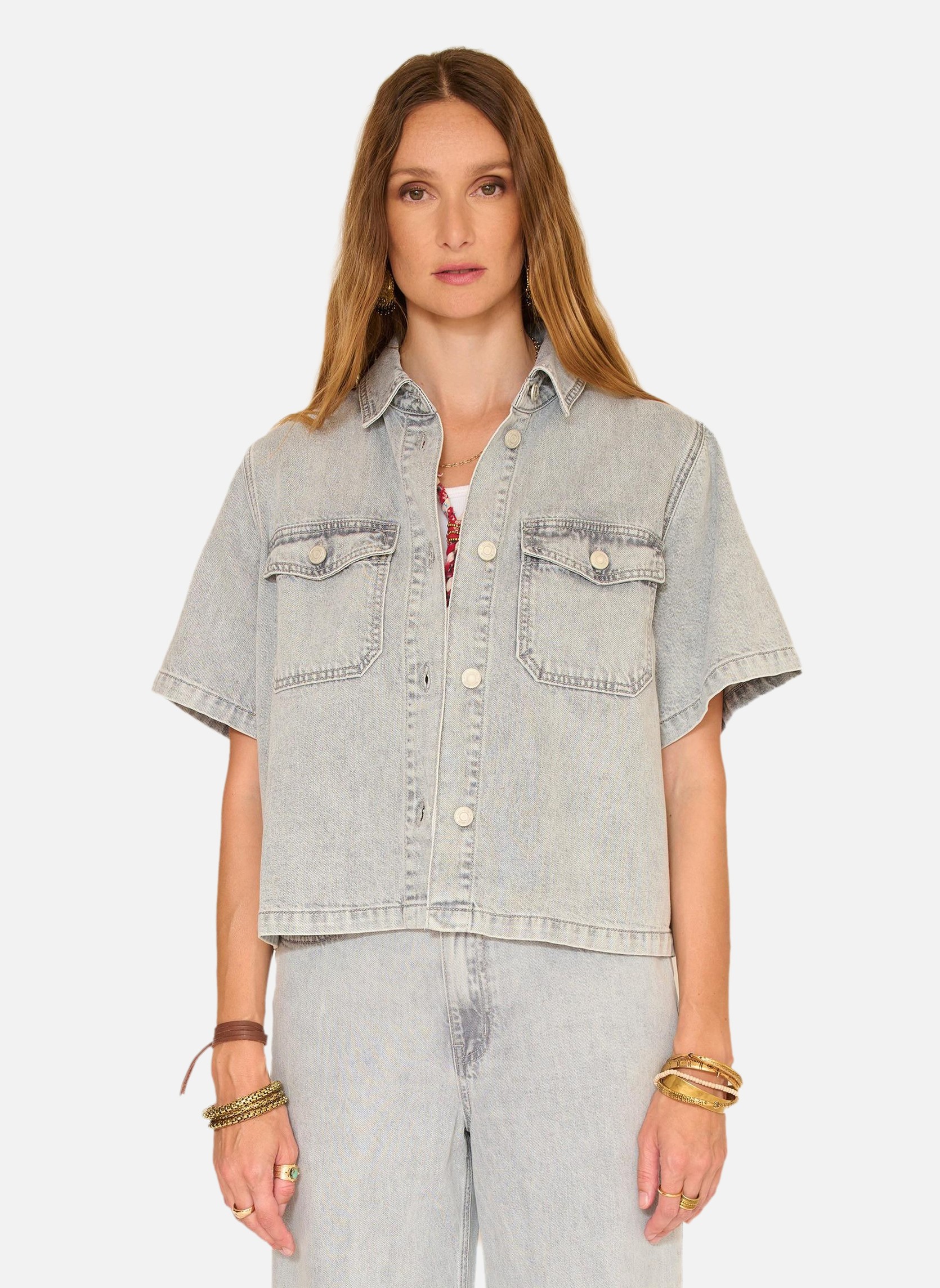 Chemises Chemise Celita Tokyo Black Denim Grey San Antonio Wash femme gris MKT Studio Chemises Chemise Celita Tokyo Black Denim Grey San Antonio Wash femme gris Gris clair