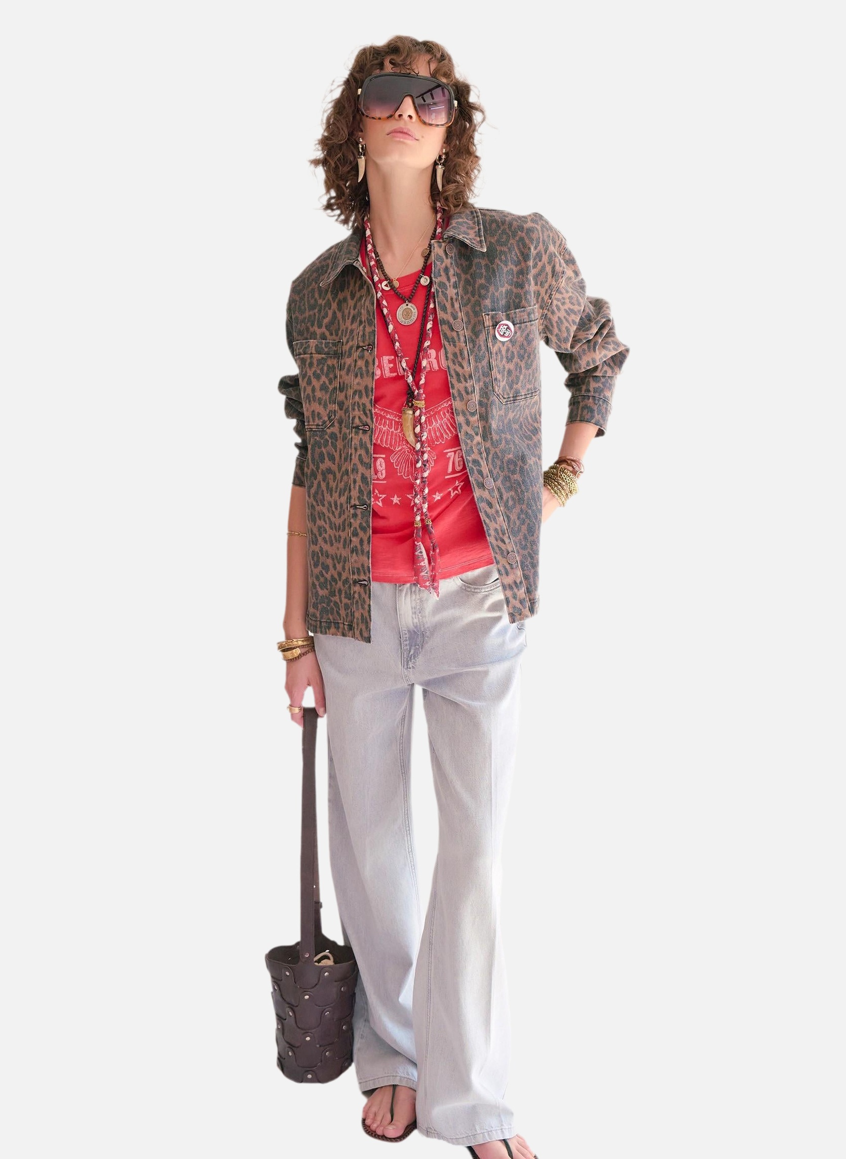 Vestes Veste Venutia Leopard Print Choco femme marron MKT Studio Vestes Veste Venutia Leopard Print Choco femme marron Marron foncé