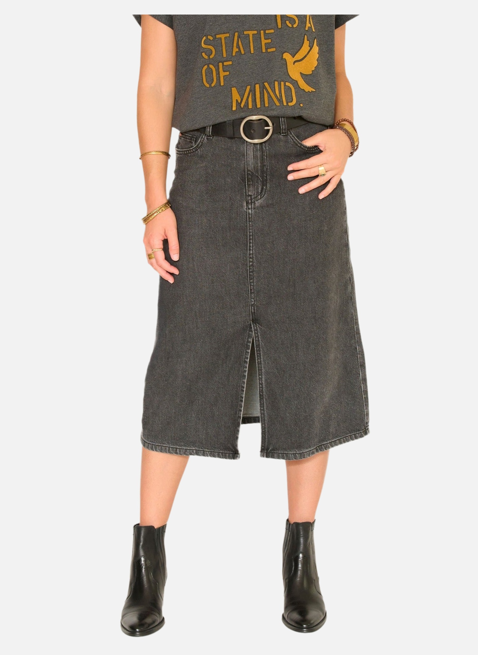 Jupes mi-longues Jupe En Jean Uni Joie Tokyo Black Denim femme noir MKT Studio Jupes mi-longues Jupe En Jean Uni Joie Tokyo Black Denim femme noir Noir denim