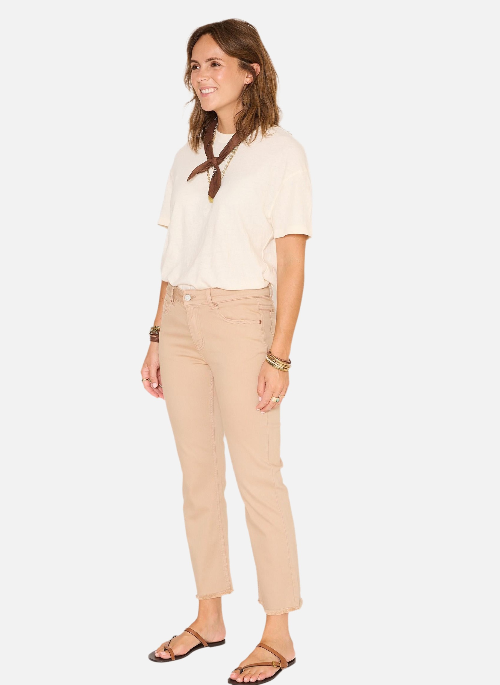 Jeans droit Jean The Sophia Denim Color Cappuccino femme marron MKT Studio Jeans droit Jean The Sophia Denim Color Cappuccino femme marron Camel