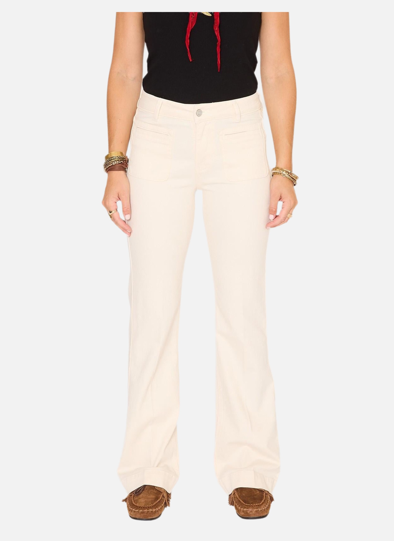 Jeans droit Jean The Diana Sunset Drill Natural femme beige MKT Studio Jeans droit Jean The Diana Sunset Drill Natural femme beige Ivoire