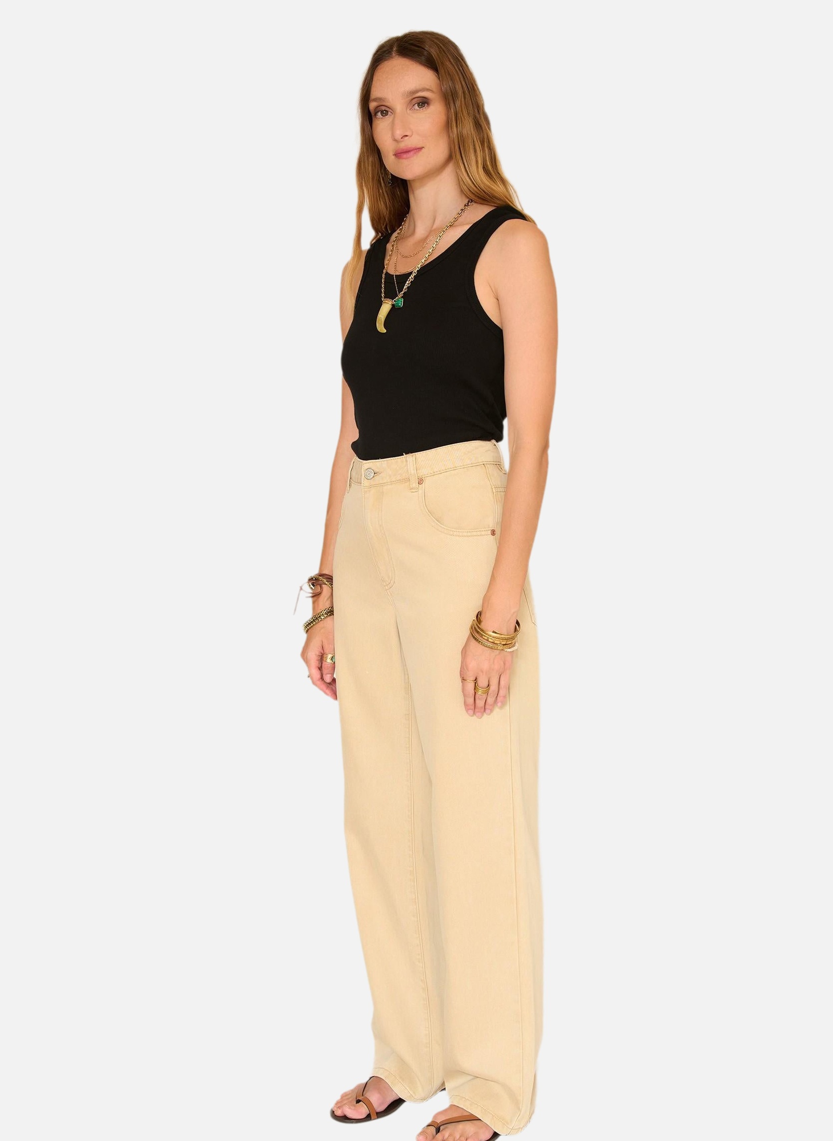 Jeans droit Jean The James Handa Denim Sand femme beige MKT Studio Jeans droit Jean The James Handa Denim Sand femme beige Sable