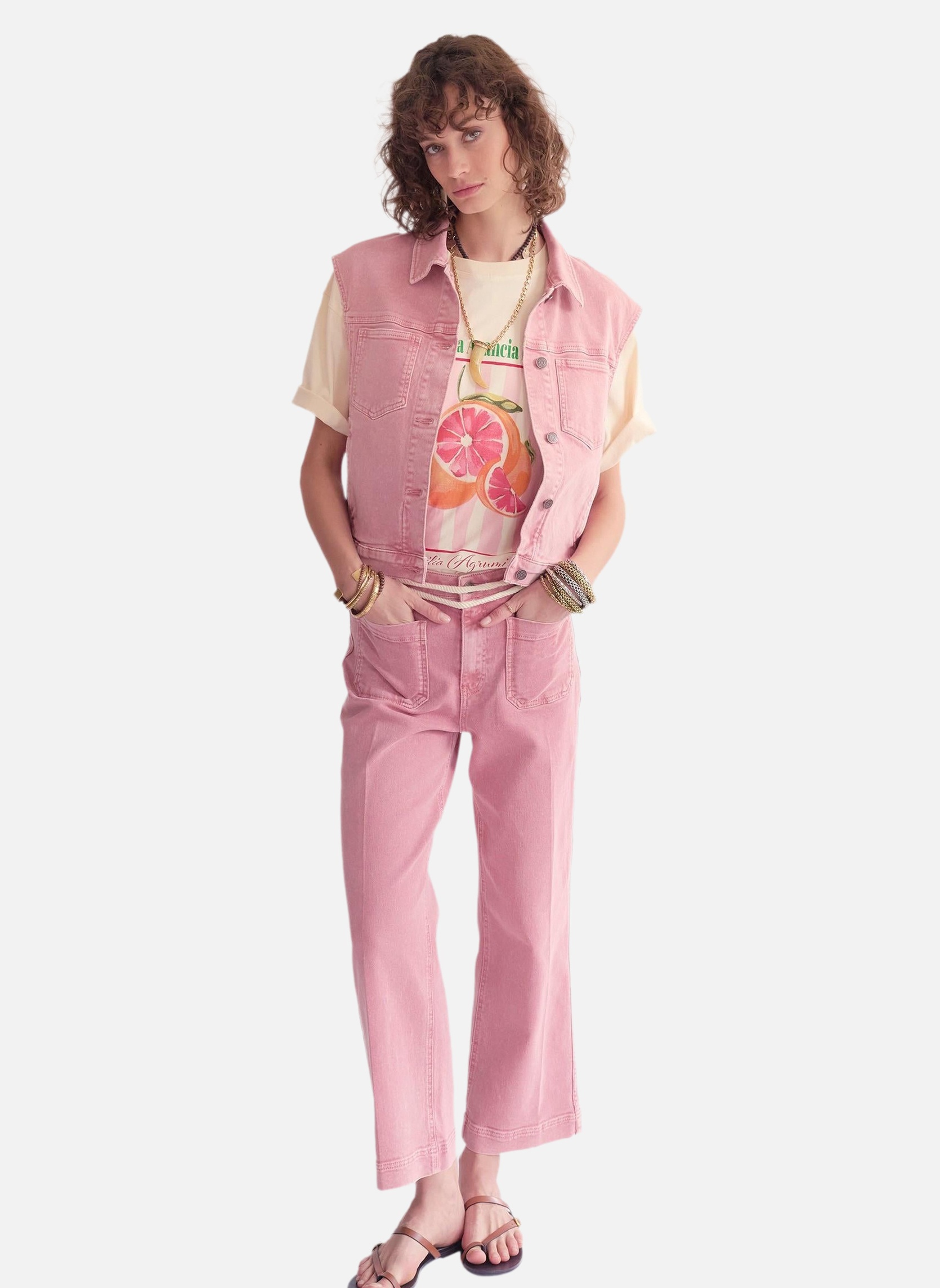Jeans droit Jean The Frida Pacific Drill Blush femme rose MKT Studio Jeans droit Jean The Frida Pacific Drill Blush femme rose Rose pastel