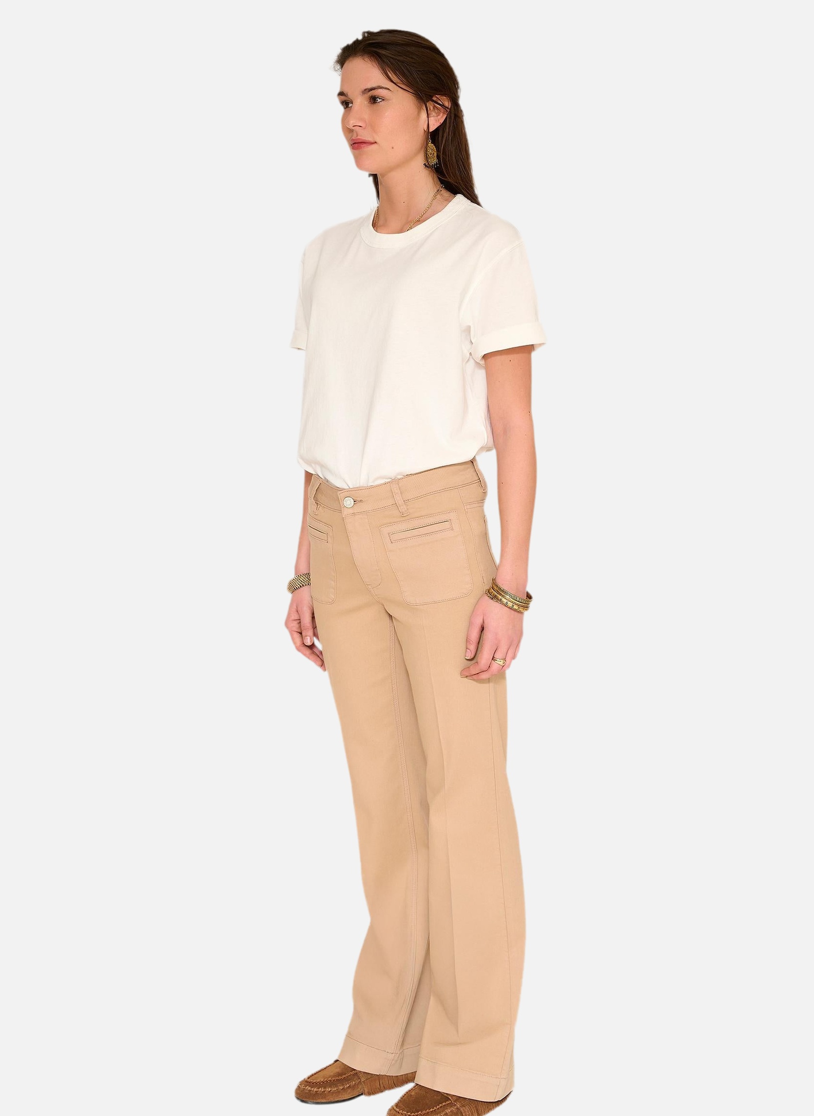 Jeans droit Jean The Diana Denim Color Cappuccino femme marron MKT Studio Jeans droit Jean The Diana Denim Color Cappuccino femme marron Camel