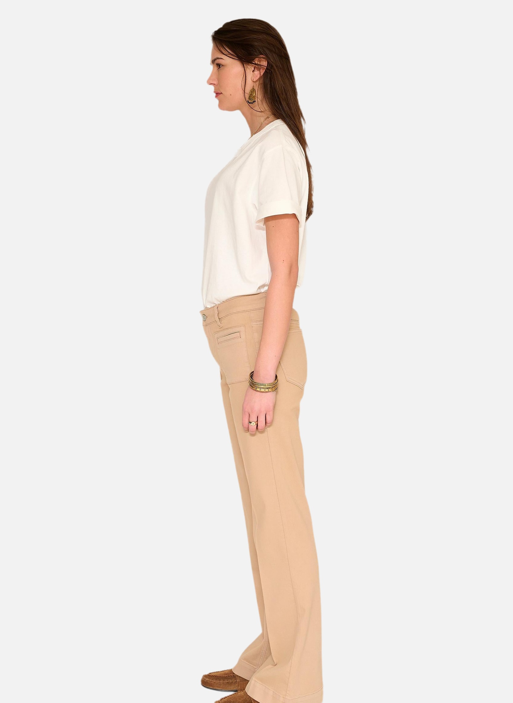 Jeans droit Jean The Diana Denim Color Cappuccino femme marron MKT Studio Jeans droit Jean The Diana Denim Color Cappuccino femme marron Camel