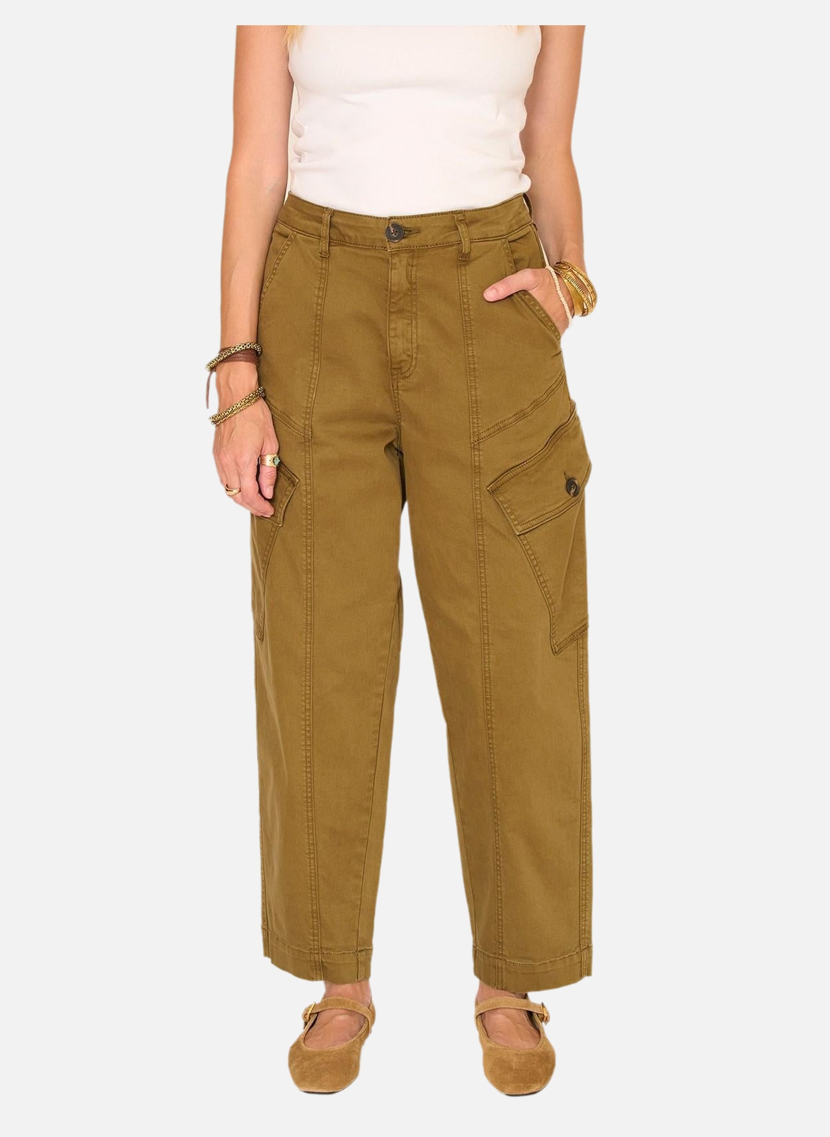 Jeans droit Pantalon Paros Missouri Kaki femme vert MKT Studio Jeans droit Pantalon Paros Missouri Kaki femme vert Kaki
