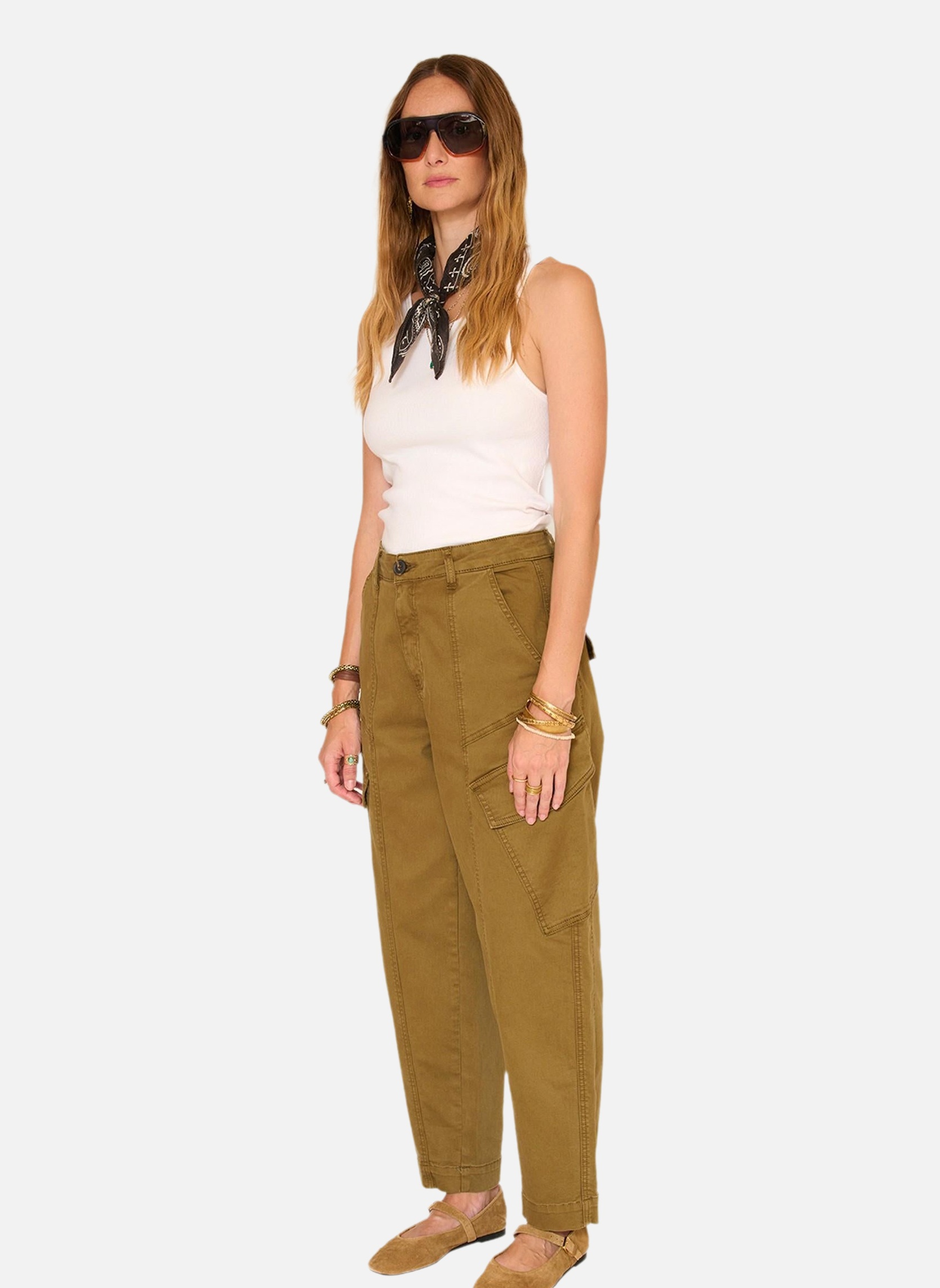 Jeans droit Pantalon Paros Missouri Kaki femme vert MKT Studio Jeans droit Pantalon Paros Missouri Kaki femme vert Kaki