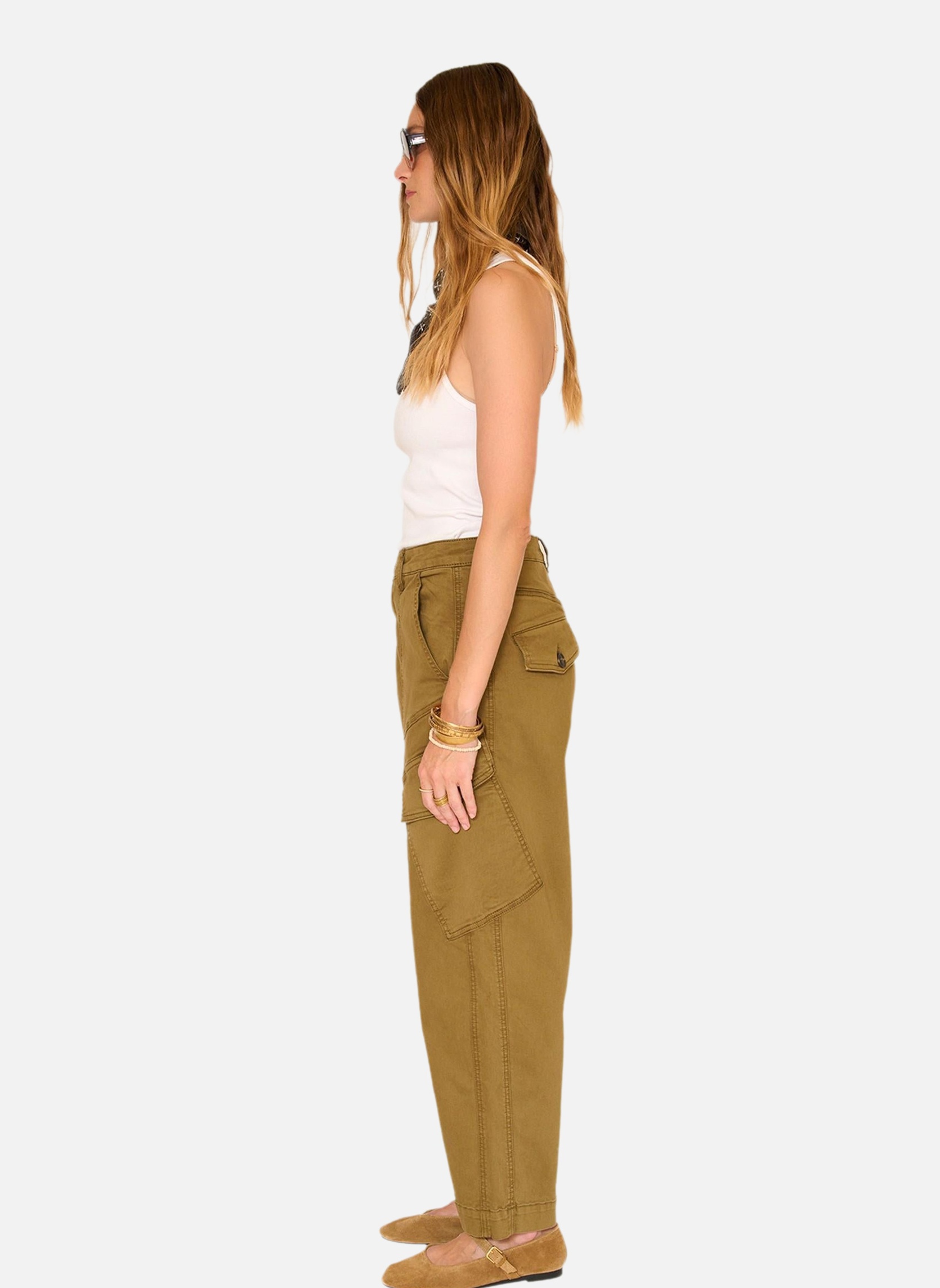 Jeans droit Pantalon Paros Missouri Kaki femme vert MKT Studio Jeans droit Pantalon Paros Missouri Kaki femme vert Kaki