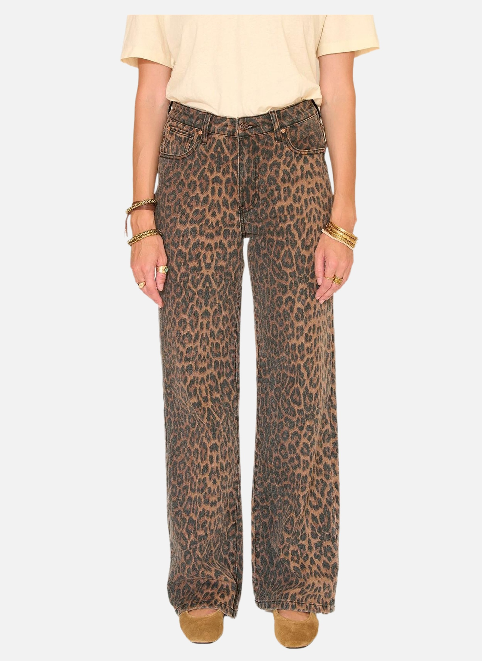Jeans droit Jean The Jagger Leopard Print Choco femme marron MKT Studio Jeans droit Jean The Jagger Leopard Print Choco femme marron Marron foncé