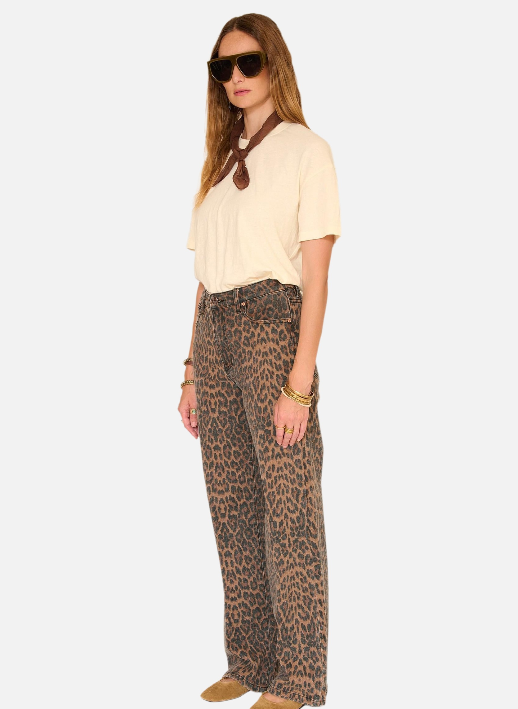 Jeans droit Jean The Jagger Leopard Print Choco femme marron MKT Studio Jeans droit Jean The Jagger Leopard Print Choco femme marron Marron foncé