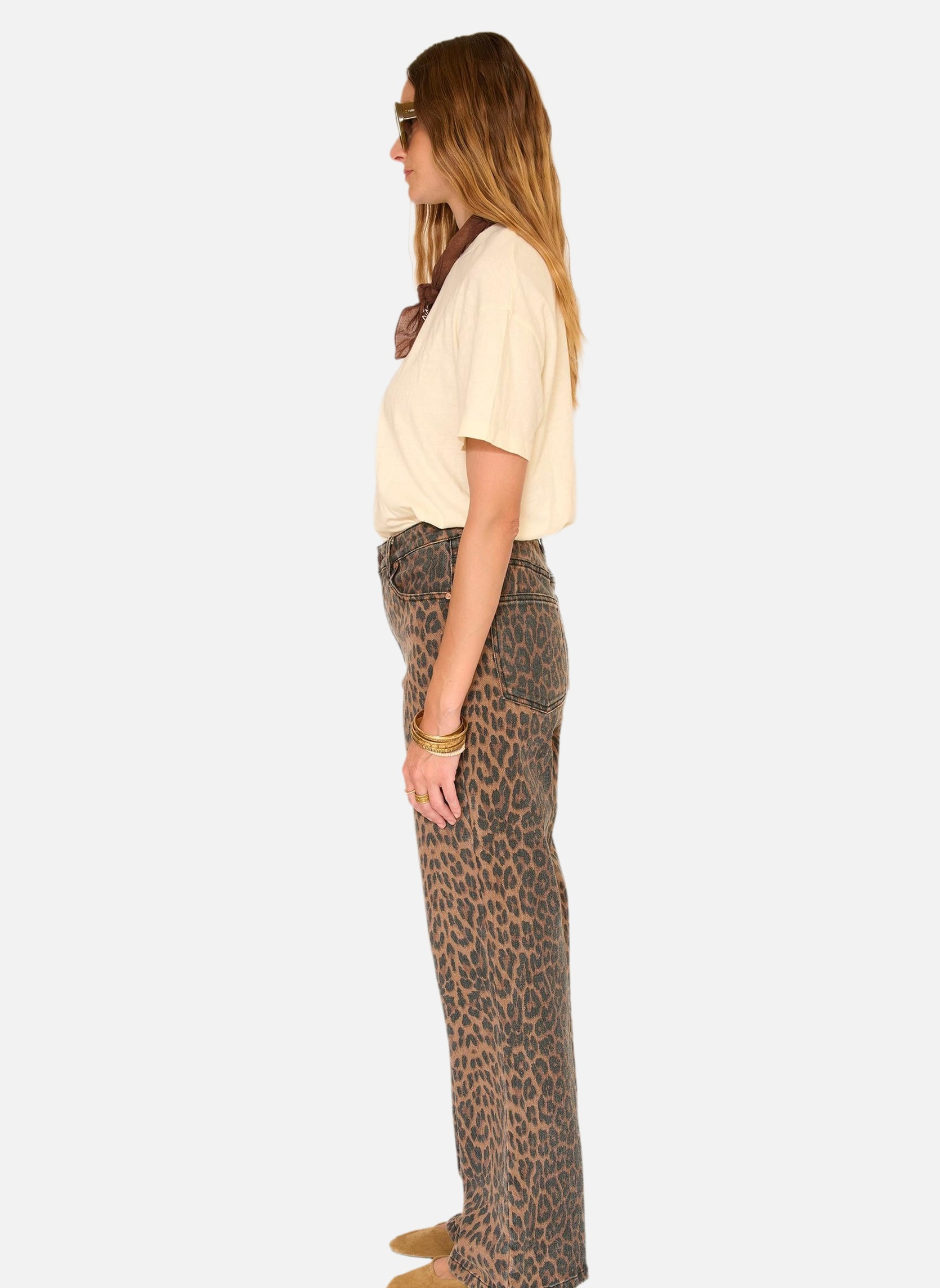 Jeans droit Jean The Jagger Leopard Print Choco femme marron MKT Studio Jeans droit Jean The Jagger Leopard Print Choco femme marron Marron foncé