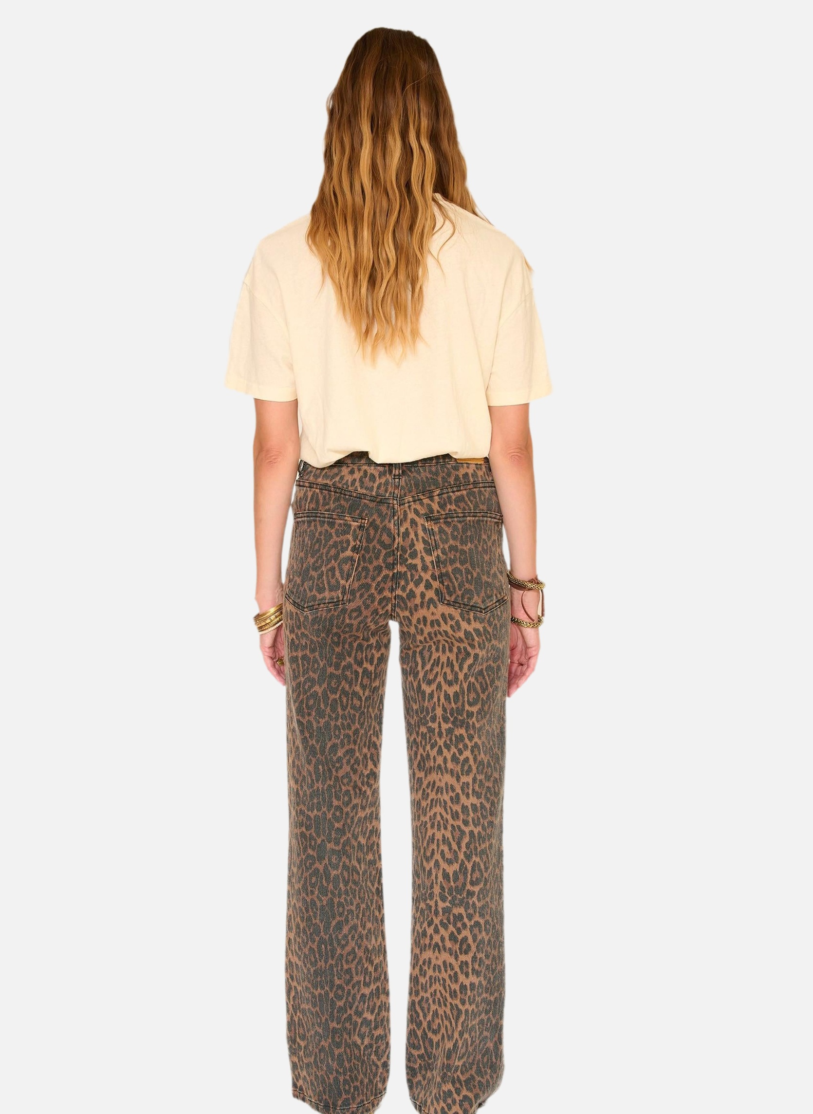 Jeans droit Jean The Jagger Leopard Print Choco femme marron MKT Studio Jeans droit Jean The Jagger Leopard Print Choco femme marron Marron foncé