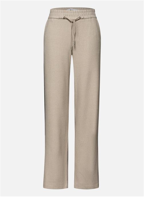 Street One Pantalons droit Pantalon à motifs taille haute bootcut - 380598 32 femme beige