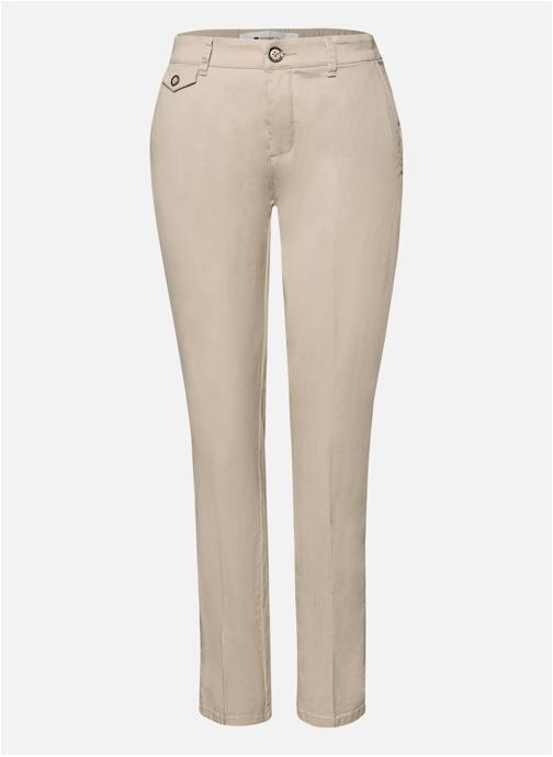 Street One Pantalons droit Pantalon coton taille intermédiaire slim - 380285 femme beige