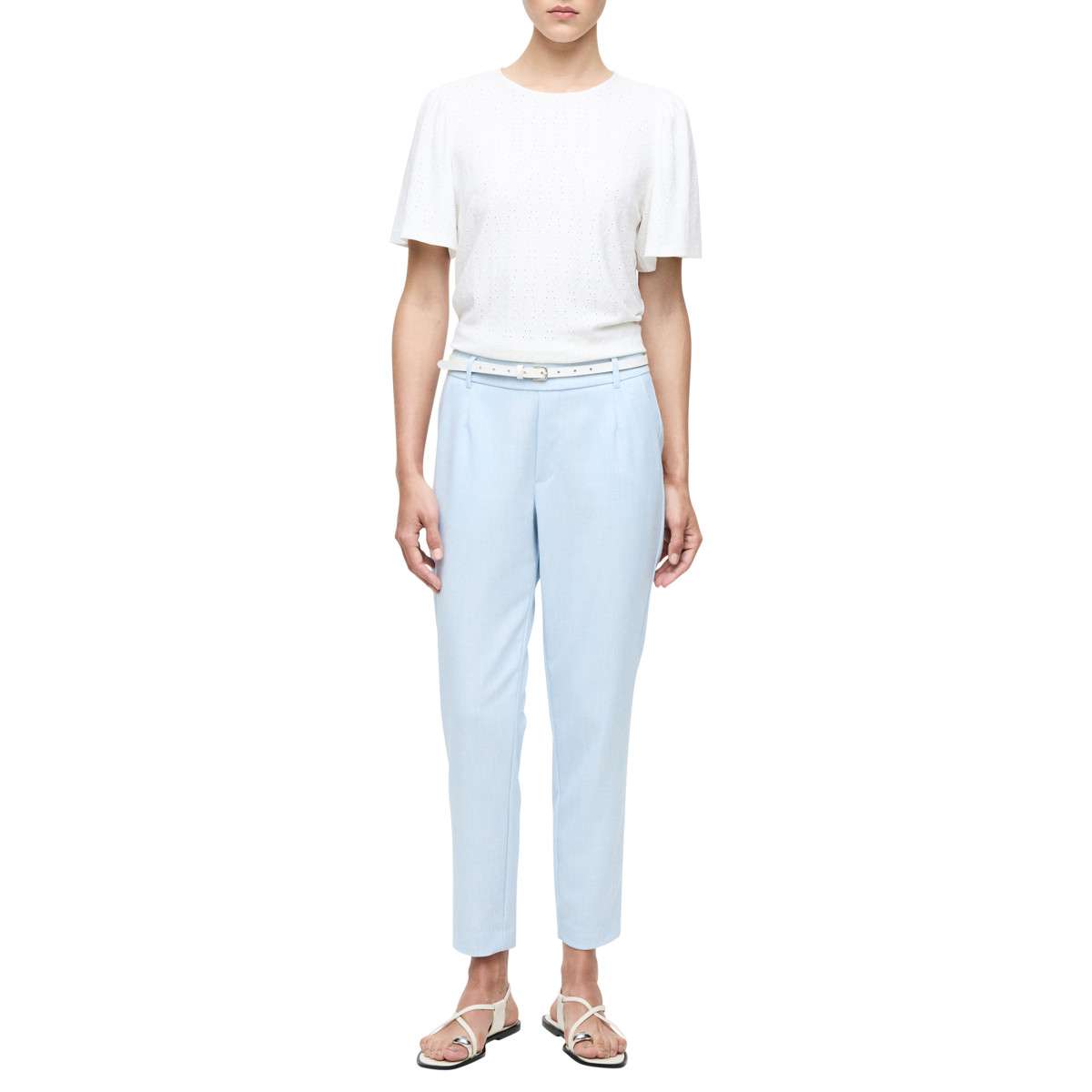 Pantalons droit Pantalon taille intermédiaire cigarette - 14087406 femme bleu Vila Pantalons droit Pantalon taille intermédiaire cigarette - 14087406 femme bleu Bleu
