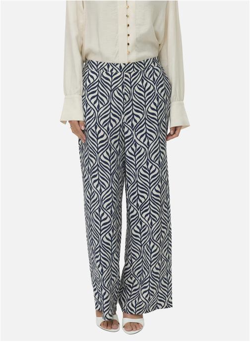 Vero Moda Pantalons droit Pantalon à motifs ample - 10303759 femme bleu