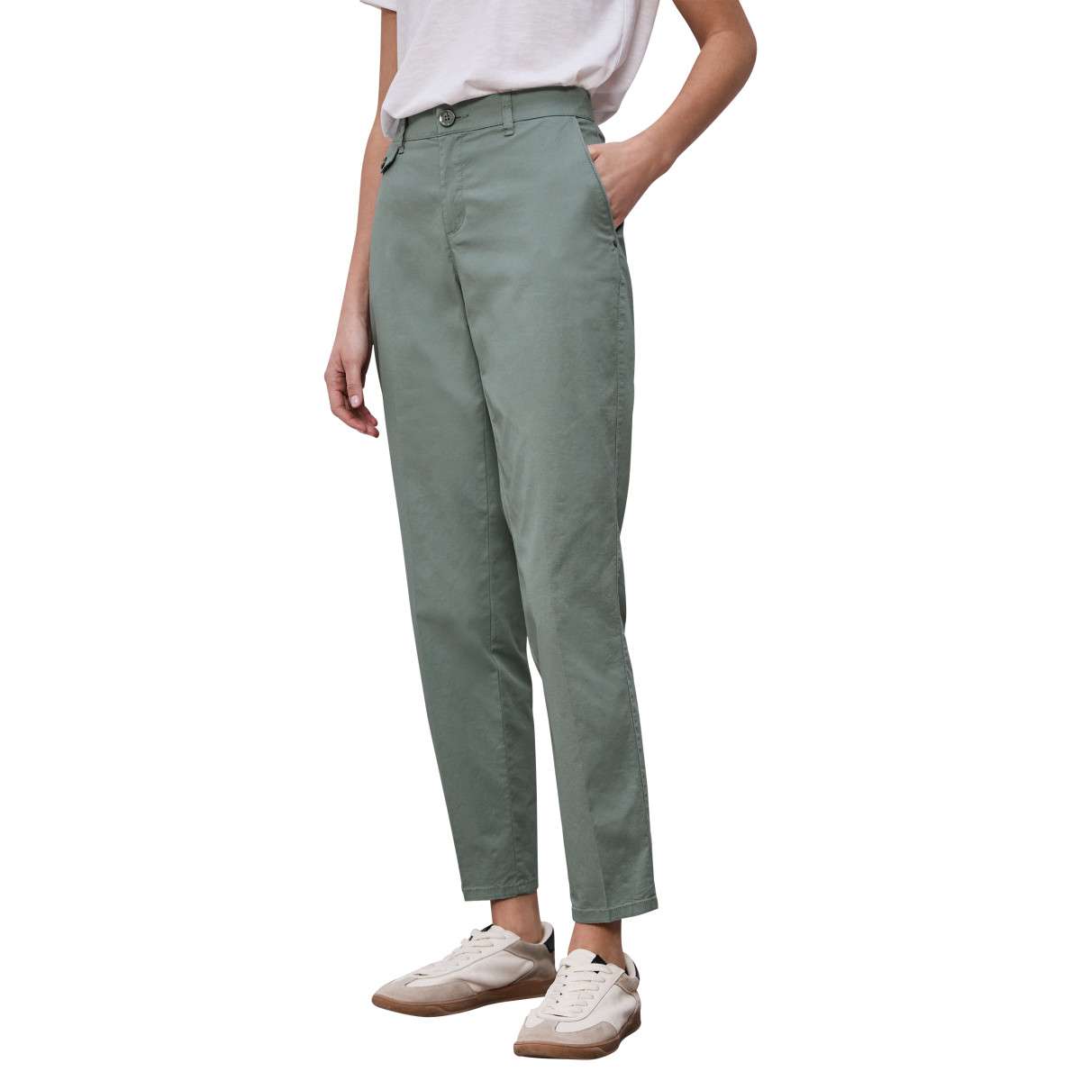 Pantalons droit Pantalon coton taille intermédiaire slim - 380285 30 femme vert Street One Pantalons droit Pantalon coton taille intermédiaire slim - 380285 30 femme vert Vert