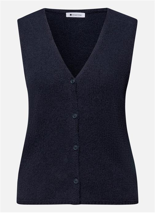Street One Gilets Gilet coton mélangé ajusté - 254118 femme bleu