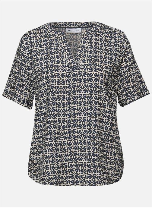 Street One Blouses Blouse à motifs droite - 346439 femme bleu