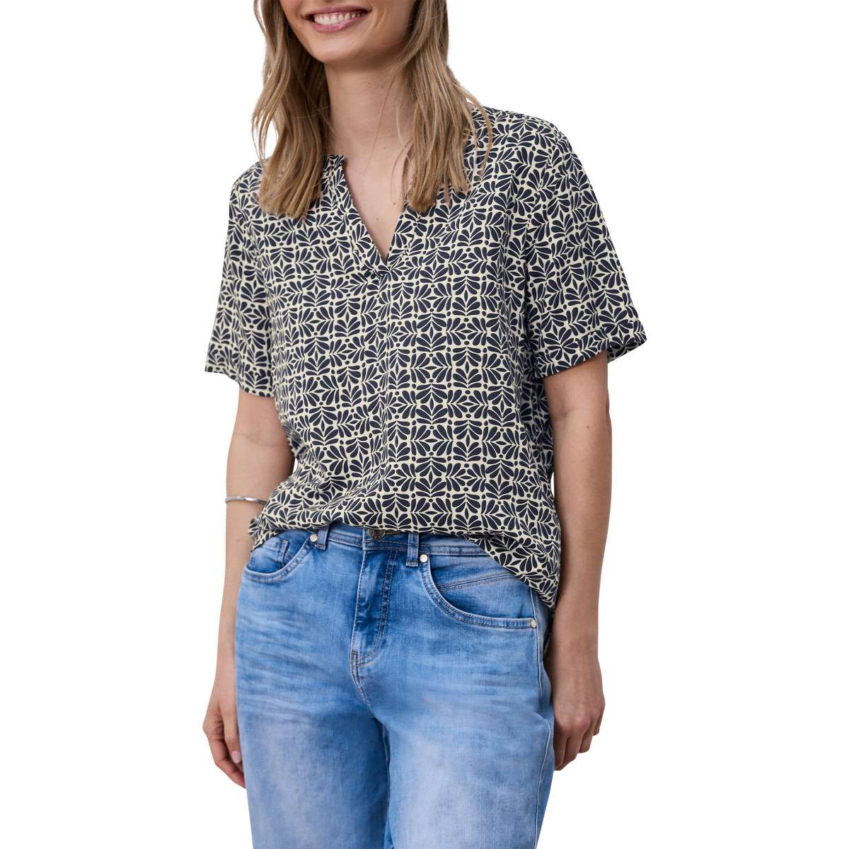 Blouses Blouse à motifs droite - 346439 femme bleu Street One Blouses Blouse à motifs droite - 346439 femme bleu Bleu