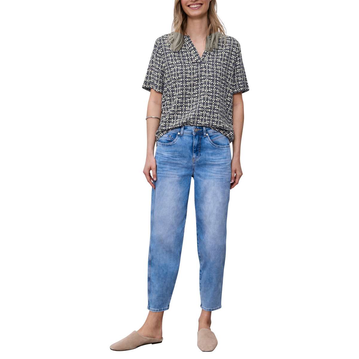 Blouses Blouse à motifs droite - 346439 femme bleu Street One Blouses Blouse à motifs droite - 346439 femme bleu Bleu