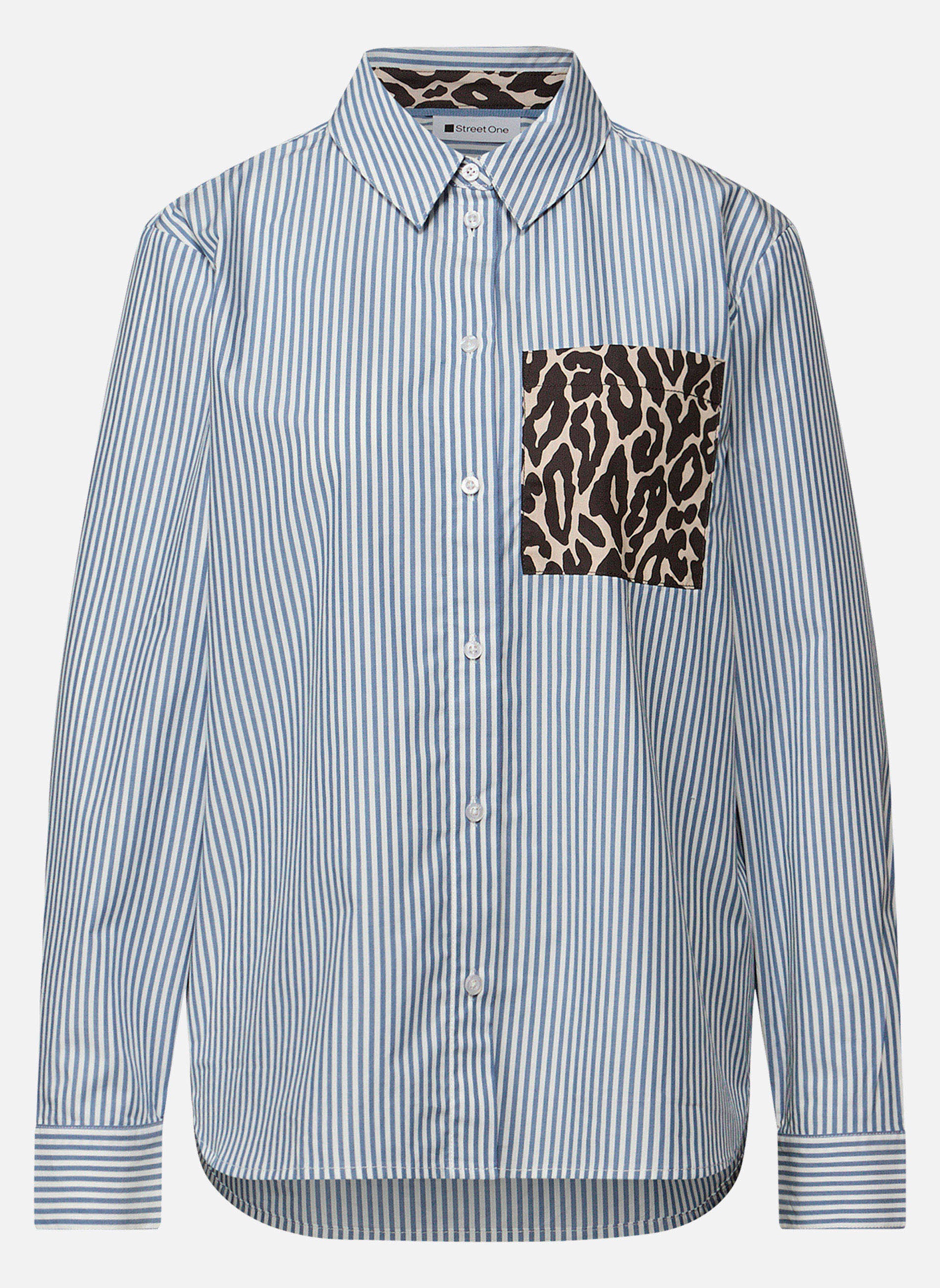 Blouses Blouse coton à rayures droite - 346321 femme bleu Street One Blouses Blouse coton à rayures droite - 346321 femme bleu Bleu