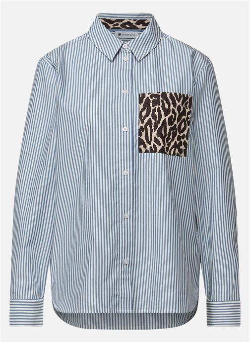 Street One Blouses Blouse coton à rayures droite - 346321 femme bleu
