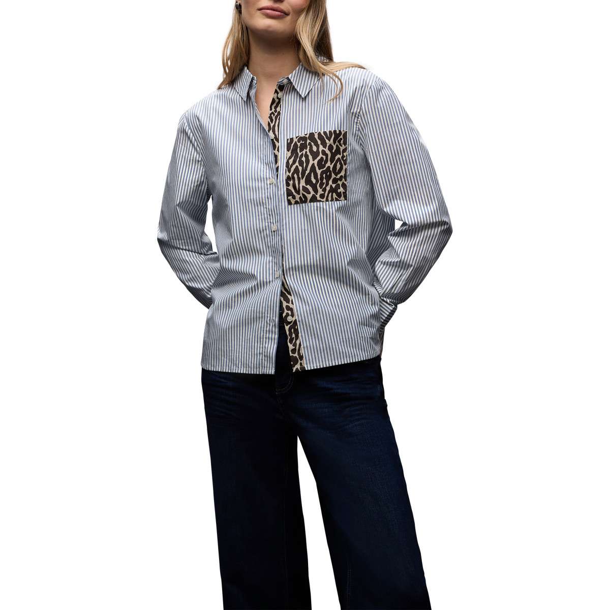 Blouses Blouse coton à rayures droite - 346321 femme bleu Street One Blouses Blouse coton à rayures droite - 346321 femme bleu Bleu