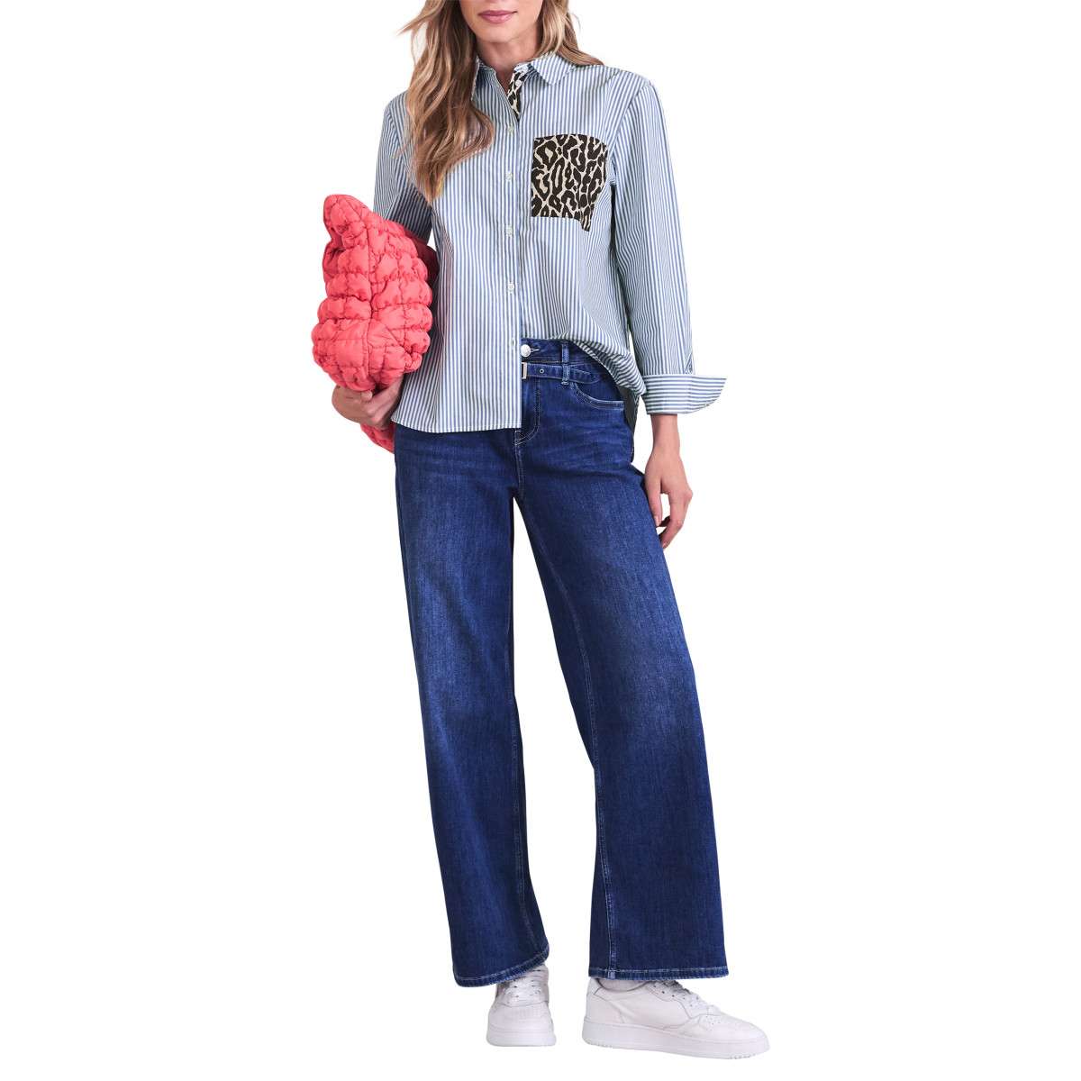 Blouses Blouse coton à rayures droite - 346321 femme bleu Street One Blouses Blouse coton à rayures droite - 346321 femme bleu Bleu