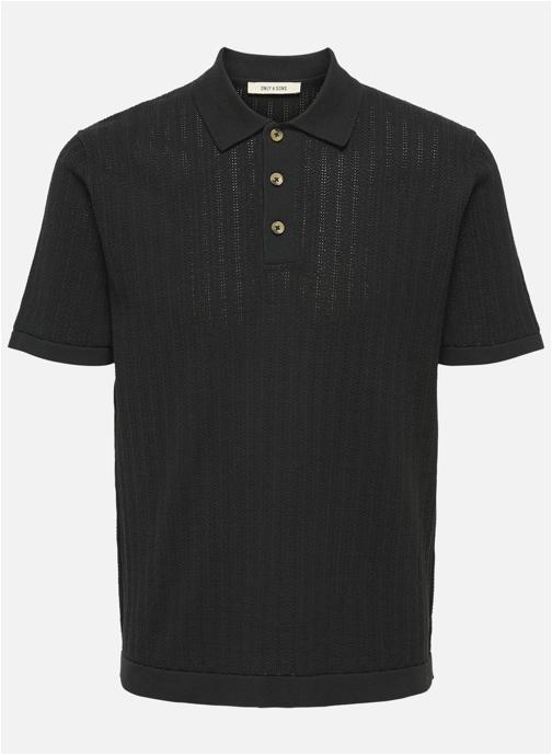 Only & Sons Polos Polo coton mélangé droit ONSMOON REG 12 SS POLO KNIT NOOS - 22032760 homme noir