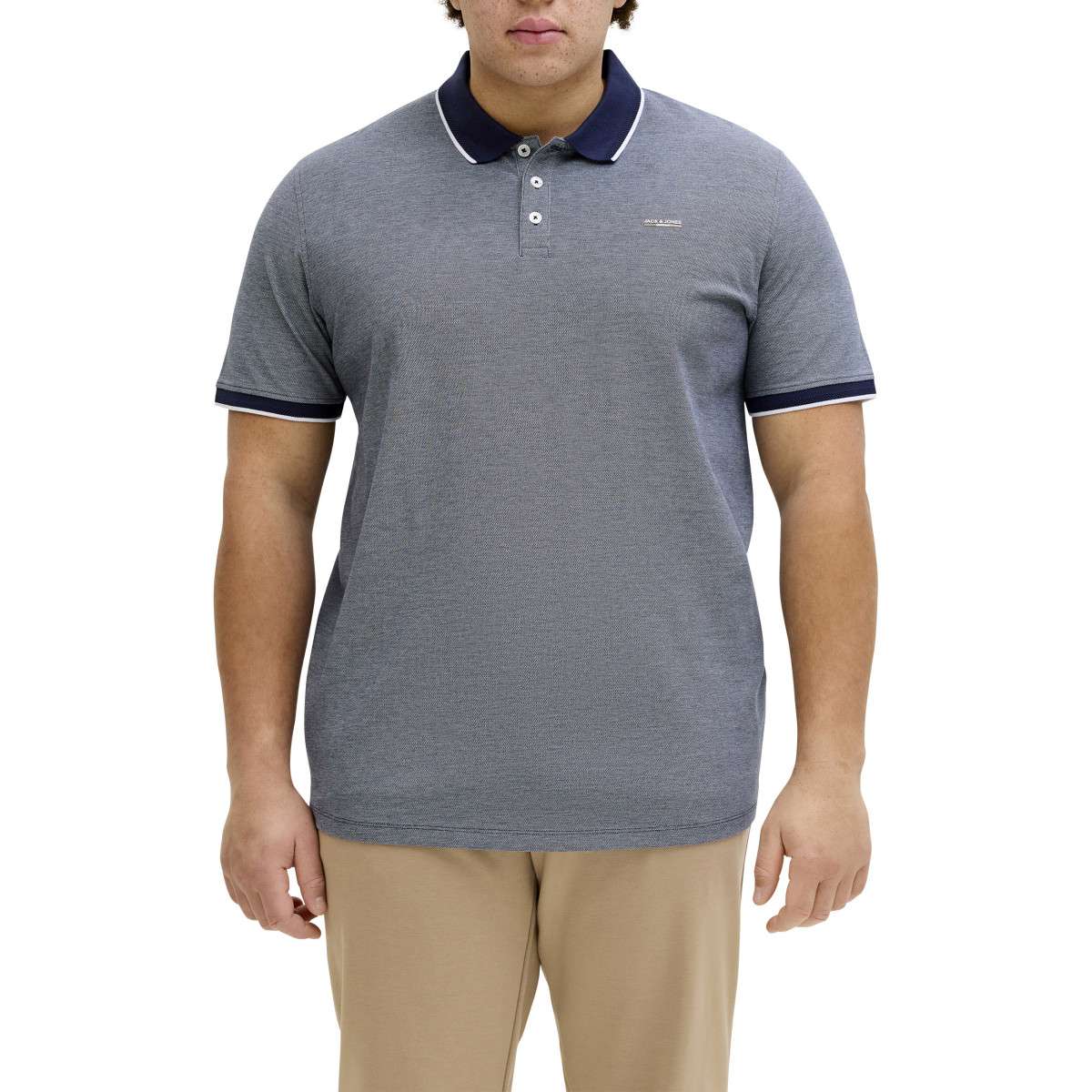 Polos Polo droit - 12292225 homme bleu Jack & Jones Plus Polos Polo droit - 12292225 homme bleu Bleu