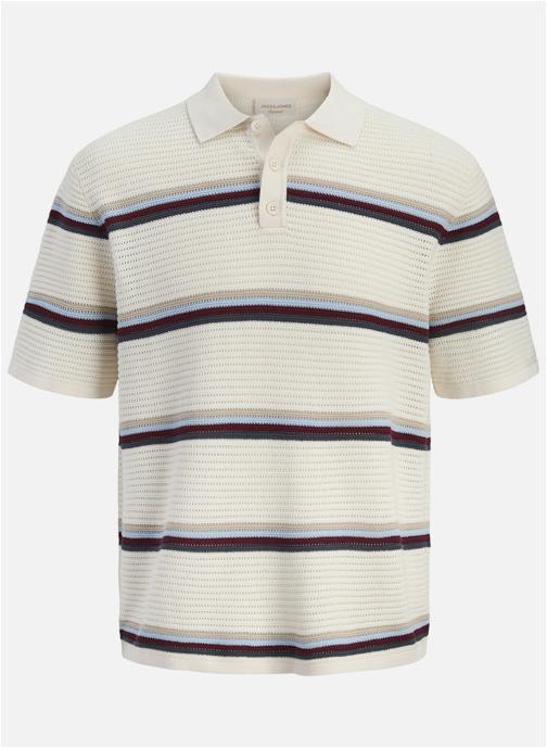 Jack & Jones Polos Polo coton biologique à rayures droit - 12292227 homme blanc