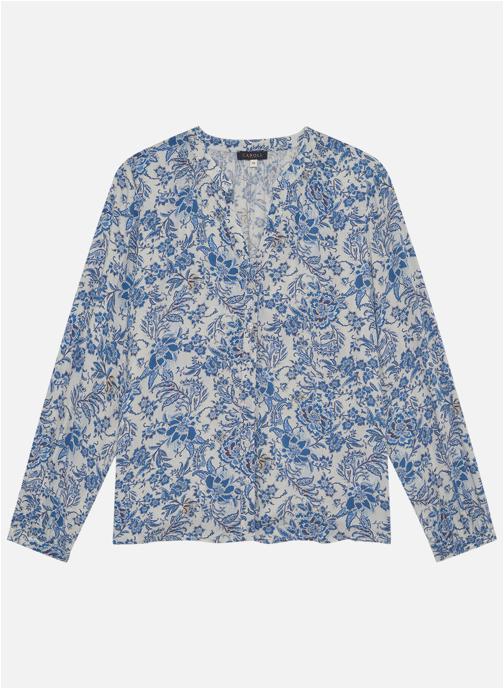 Caroll Chemises Chemisier floral droit - 261C-Catherine femme bleu